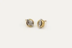 Boucles d'oreilles en or jaune et or blanc avec diamants