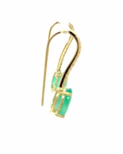 Boucles d'oreilles en or jaune avec émeraude et diamant