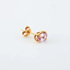 Boucles d'oreilles en or jaune & saphir rose