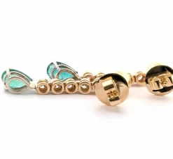 Boucles d'oreilles en or jaune avec émeraudes et diamants