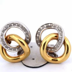 BOUCLES D'OREILLES EN OR JAUNE ET BLANC 18 KT - 17 g