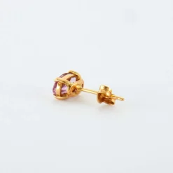 Boucles d'oreilles en or jaune & saphir rose