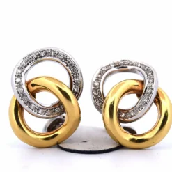 BOUCLES D'OREILLES EN OR JAUNE ET BLANC 18 KT - 17 g