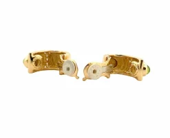 Boucles d’oreilles en or jaune , diamants et péridot