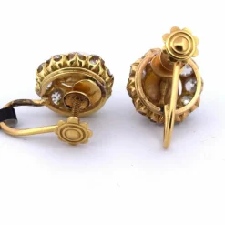 Boucles d'oreilles en or jaune avec diamants et perles, époque victorienne
