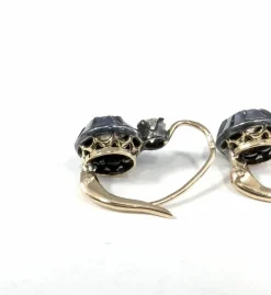 Boucles d'oreilles en or jaune et argent avec diamants