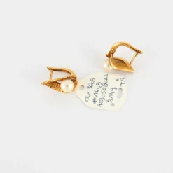 Boucles d'oreilles en Or jaune & perle