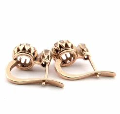 Boucles d'oreilles en or jaune avec diamants taille ancienne