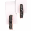 Boucles d'oreilles en or rose avec diamant noir