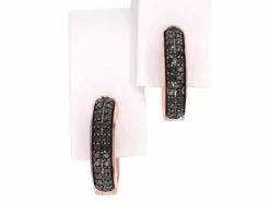 Boucles d'oreilles en or rose avec diamant noir