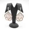 Boucles d'oreilles en or rose, diamants et quartz rose