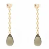 Boucles d'oreilles en or rose avec quartz fumé et diamants