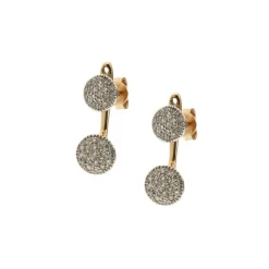 Boucles d'oreilles en or rose et blanc avec diamants