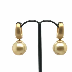 Boucles d'oreilles en perles couleur champagne or brossé,