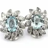 Boucles d'oreilles en platine avec aigue-marine et diamants