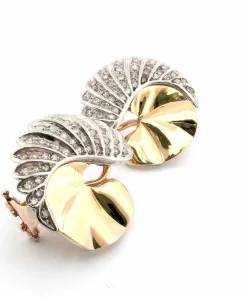 Boucles d'oreilles en platine et or avec diamants