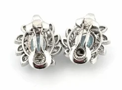 Boucles d'oreilles en platine avec aigue-marine et diamants