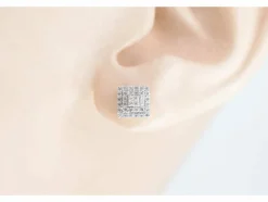 Boucles d'oreilles entourage en or blanc avec diamants