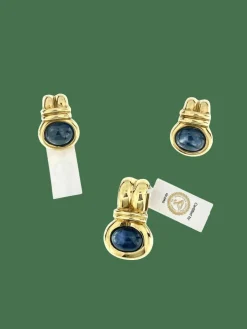 Boucles d'oreilles et pendentif saphirs de Ceylan certificat IGI