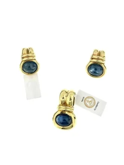 Boucles d'oreilles et pendentif saphirs de Ceylan certificat IGI
