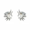 Boucles d'oreilles Feuillage Perle Diamants