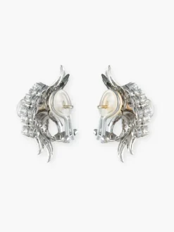 Boucles d'oreilles Feuillage Perle Diamants
