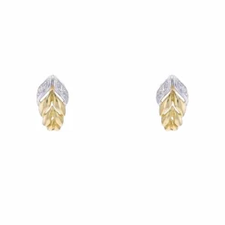 Boucles d'oreilles feuilles diamants or jaune