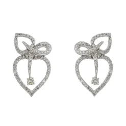 Boucles d'oreilles Feuille Or blanc Diamant