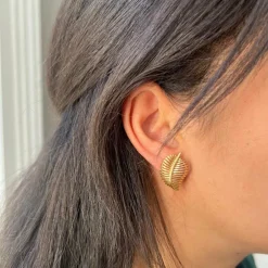 Boucles d'oreilles Feuilles en or jaune