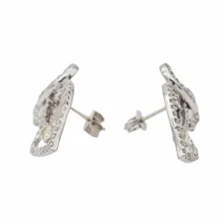 Boucles d'oreilles Feuille Or blanc Diamant