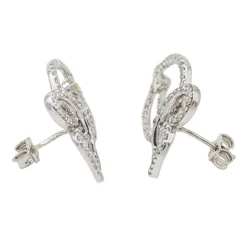 Boucles d'oreilles Feuille Or blanc Diamant