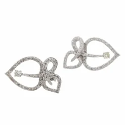 Boucles d'oreilles Feuille Or blanc Diamant