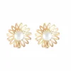 BOUCLES D’OREILLES FLEUR OR JAUNE ET PERLE