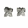 Boucles d'Oreilles Fleurettes Or Gris Diamants