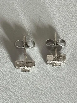 Boucles d'Oreilles Fleurettes Or Gris Diamants
