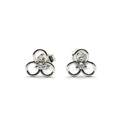Boucles d'oreilles fleurs or blanc diamants