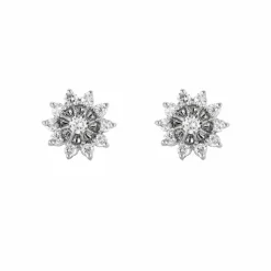 Boucles d'oreilles fleurs or blanc et diamants
