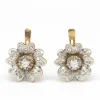 Boucles d'oreilles fleurs bicolores et diamants