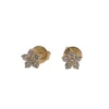 Boucles d’oreilles fleurs or jaune serties de diamants