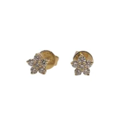 Boucles d’oreilles fleurs or jaune serties de diamants