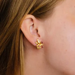 Boucles d'oreilles Fleurs Rubis birmans