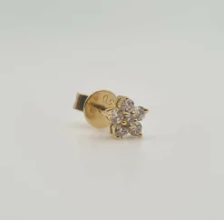 Boucles d’oreilles fleurs or jaune serties de diamants