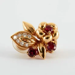 Boucles d'oreilles Fleurs Rubis birmans