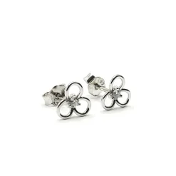 Boucles d'oreilles fleurs or blanc diamants