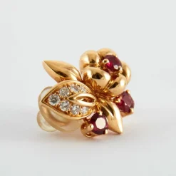 Boucles d'oreilles Fleurs Rubis birmans