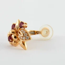 Boucles d'oreilles Fleurs Rubis birmans