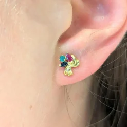Boucles d'oreilles Florales or jaune