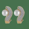 Boucles d'oreilles forme S Perles Diamants