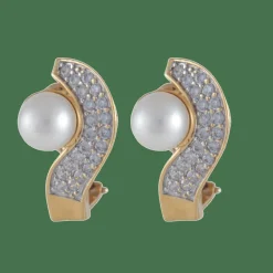 Boucles d'oreilles forme S Perles Diamants