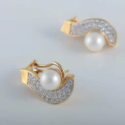 Boucles d'oreilles forme S Perles Diamants